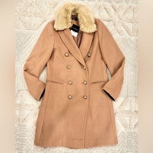 NEW Topshop Camel Brown Overcoat Size US 4